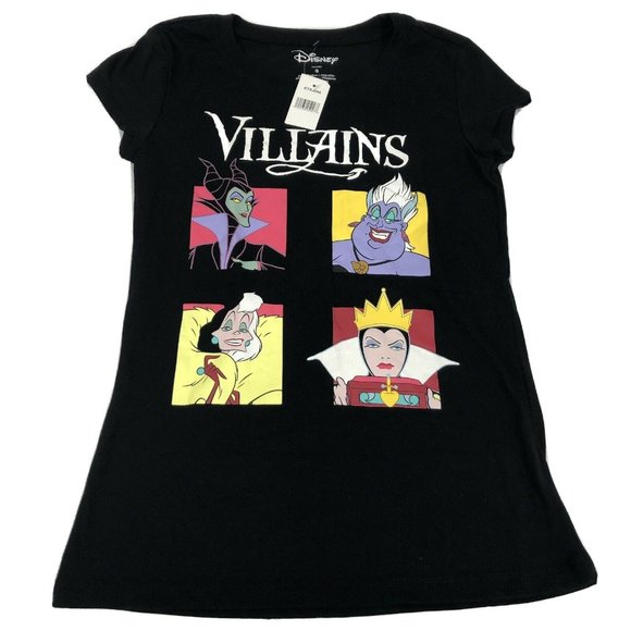 Disney Tops - DISNEY VILLAINS Maleficent 101 Dalmatians Little Mermaid Alice in Wonderland SM